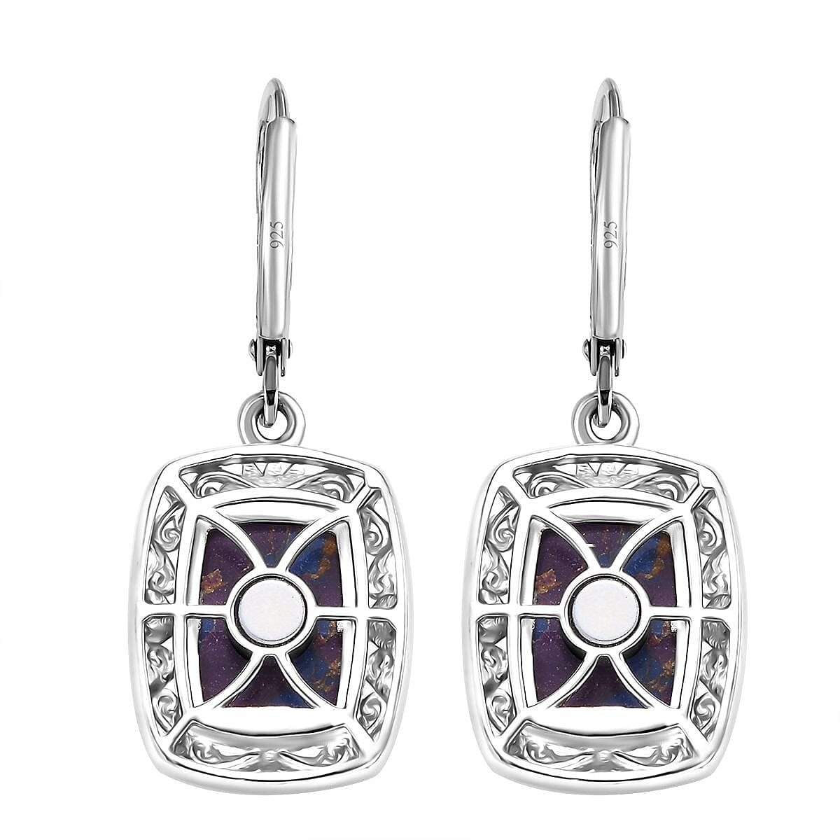 EverTrue Mojave Purple Turquoise 12.15 ctw Lever Back Earrings in Platinum Over Copper with Magnet image number 3