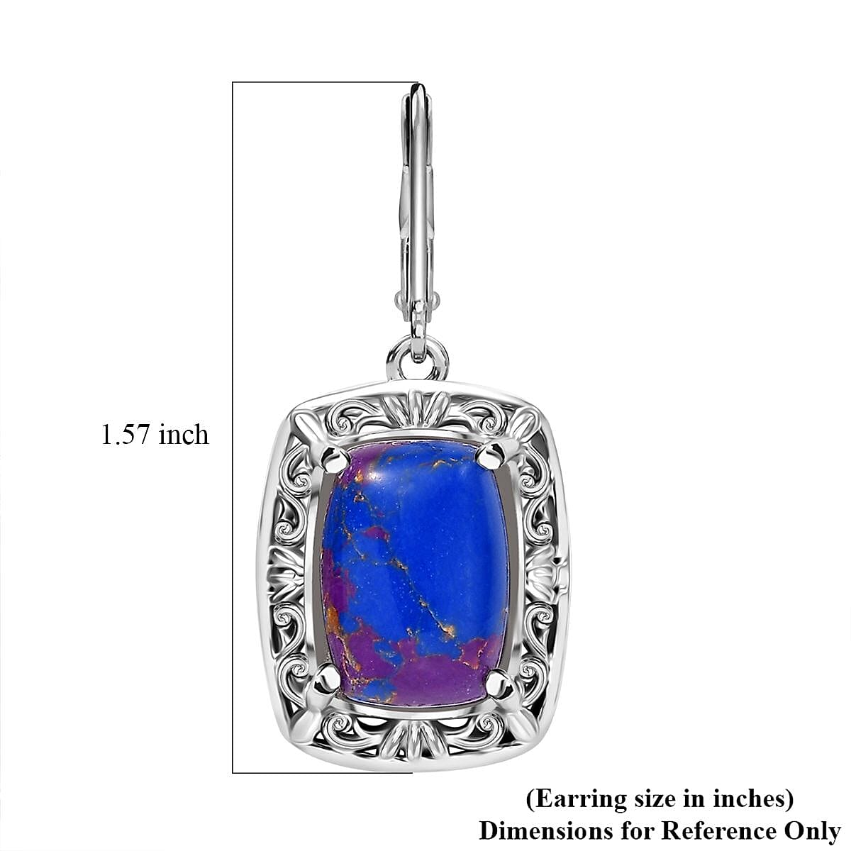EverTrue Mojave Purple Turquoise 12.15 ctw Lever Back Earrings in Platinum Over Copper with Magnet image number 4