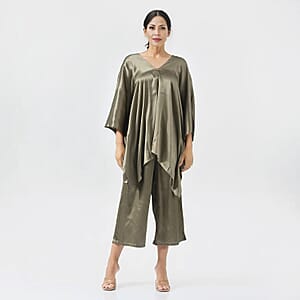Tamsy Green Kaftan And Trousers Size - One Size Missy