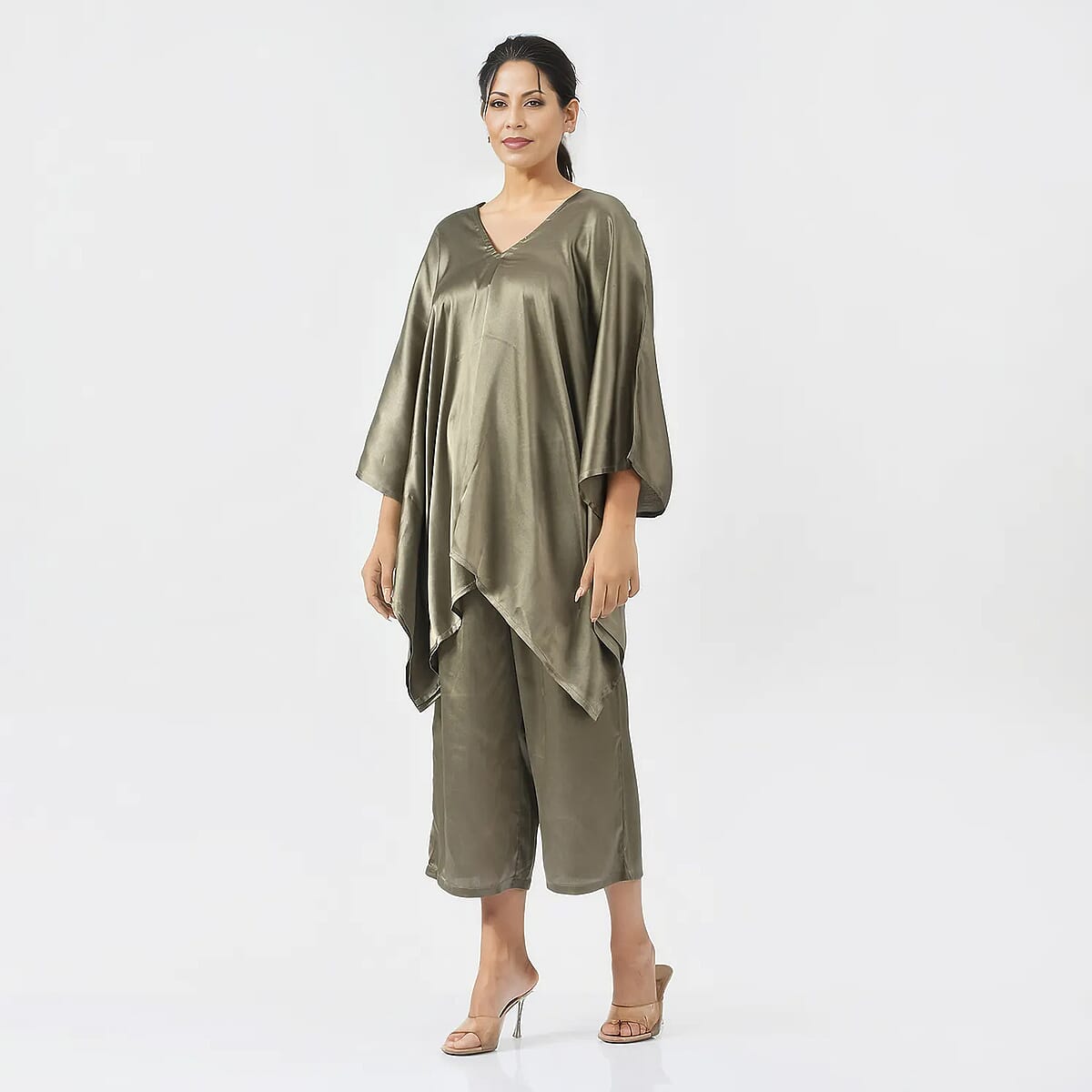 Tamsy Green Kaftan And Trousers Size - One Size Missy image number 2