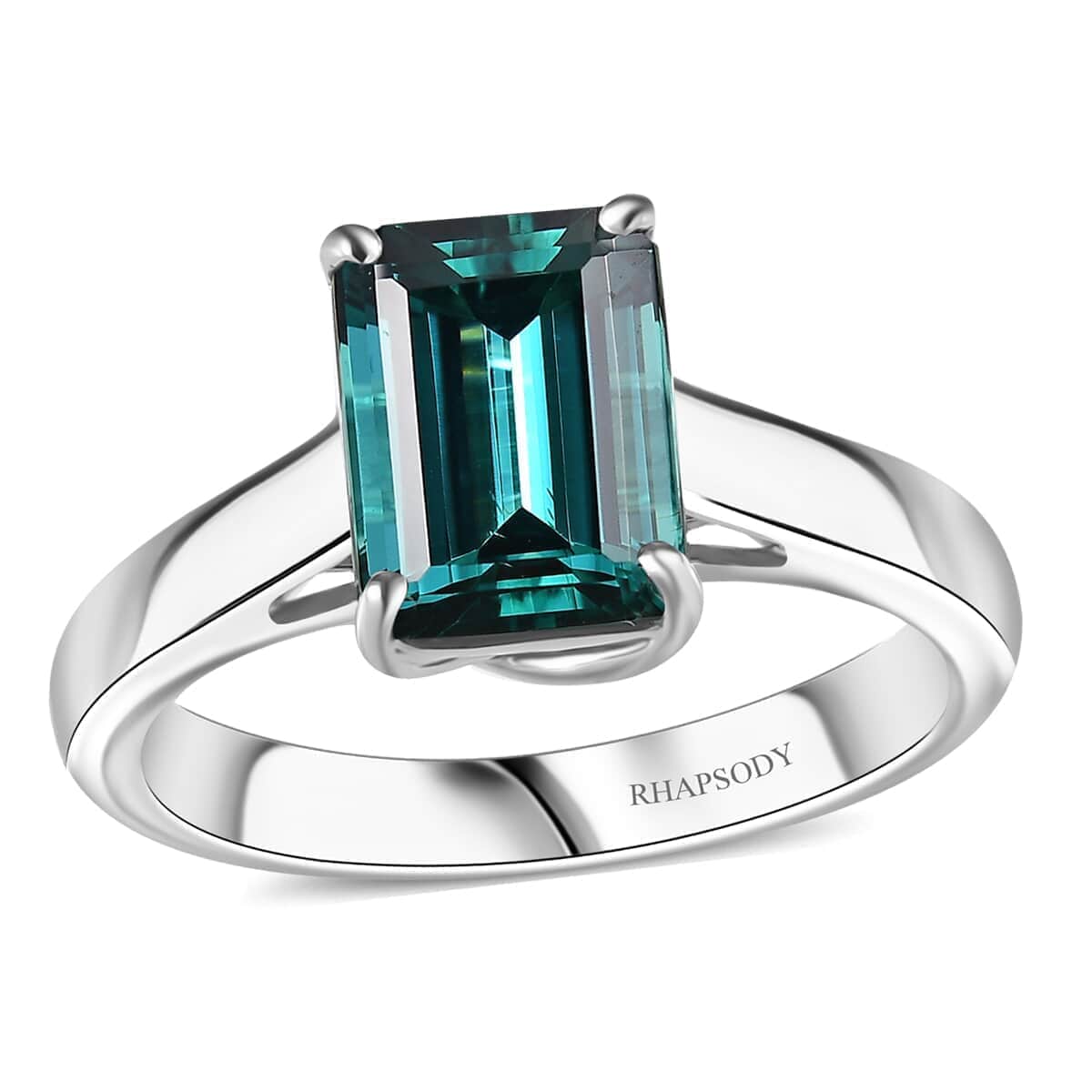 Certified & Appraised Rhapsody AAAA Pirineu Lagoon Tourmaline 3.33 ctw Solitaire Ring in 950 Platinum (Size 6.0) 7.15 Grams image number 0