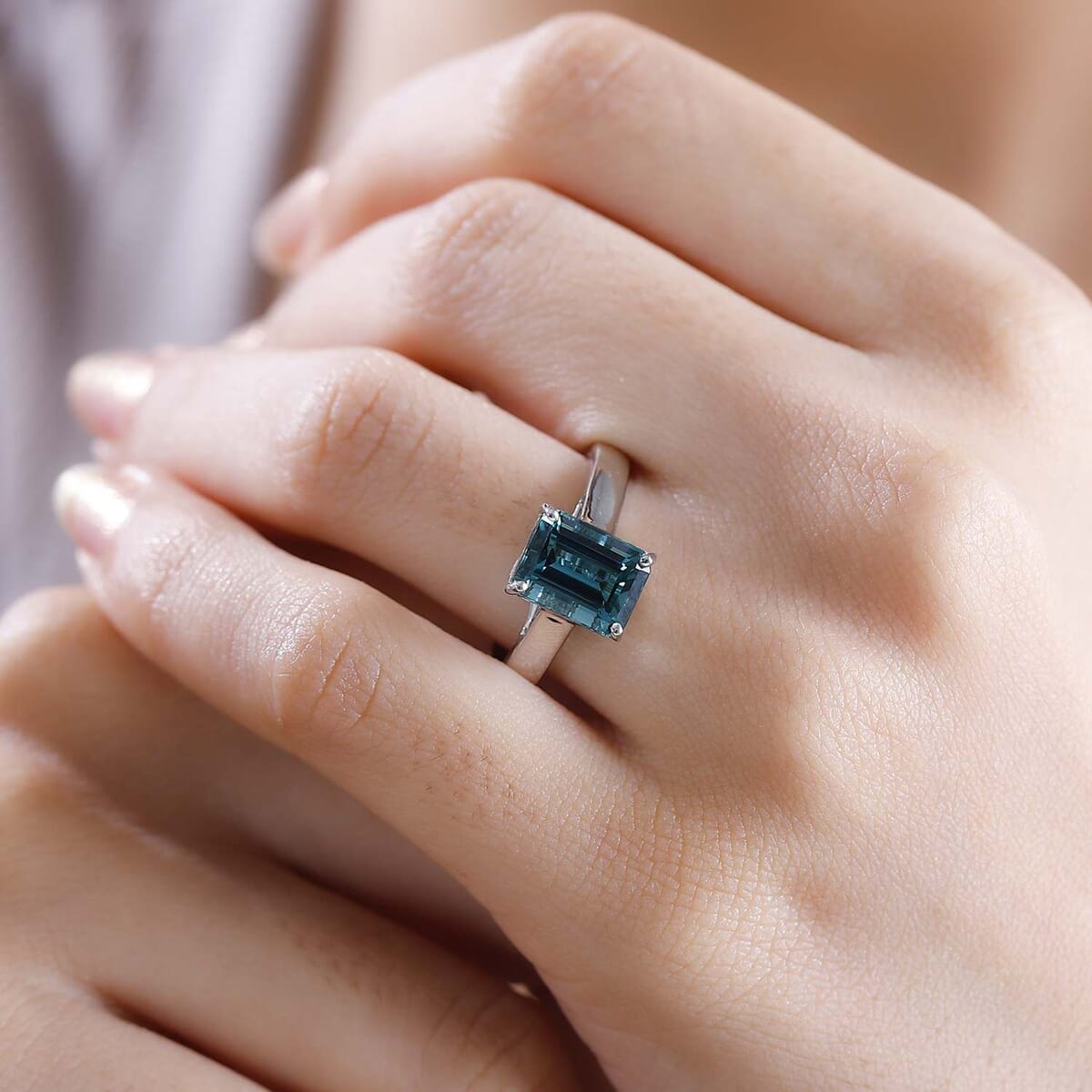 Certified & Appraised Rhapsody AAAA Pirineu Lagoon Tourmaline 3.33 ctw Solitaire Ring in 950 Platinum (Size 9.0) 7.15 Grams image number 2