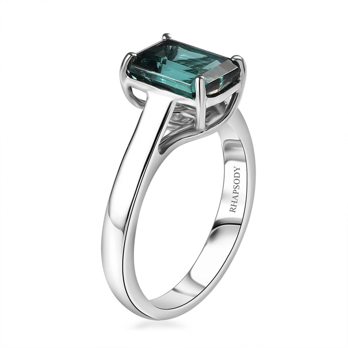 Certified & Appraised Rhapsody AAAA Pirineu Lagoon Tourmaline 3.33 ctw Solitaire Ring in 950 Platinum (Size 9.0) 7.15 Grams image number 3