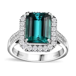 Rhapsody AAAA Pirineu Lagoon Tourmaline and E-F VS Diamond 5.43 ctw Ring in 950 Platinum (Size 6.0)