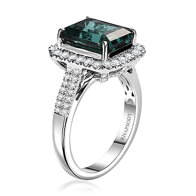 Rhapsody AAAA Pirineu Lagoon Tourmaline and E-F VS Diamond 5.43 ctw Ring in 950 Platinum (Size 6.0)