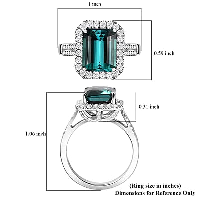 Rhapsody AAAA Pirineu Lagoon Tourmaline and E-F VS Diamond 5.43 ctw Ring in 950 Platinum (Size 6.0)