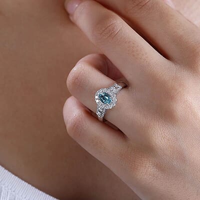 Certified & Appraised Rhapsody AAAA Pirineu Lagoon Tourmaline and E-F VS Diamond 1.15 ctw Ring in 950 Platinum (Size 6.0) 6.05 Grams