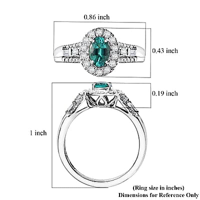 Certified & Appraised Rhapsody AAAA Pirineu Lagoon Tourmaline and E-F VS Diamond 1.15 ctw Ring in 950 Platinum (Size 6.0) 6.05 Grams