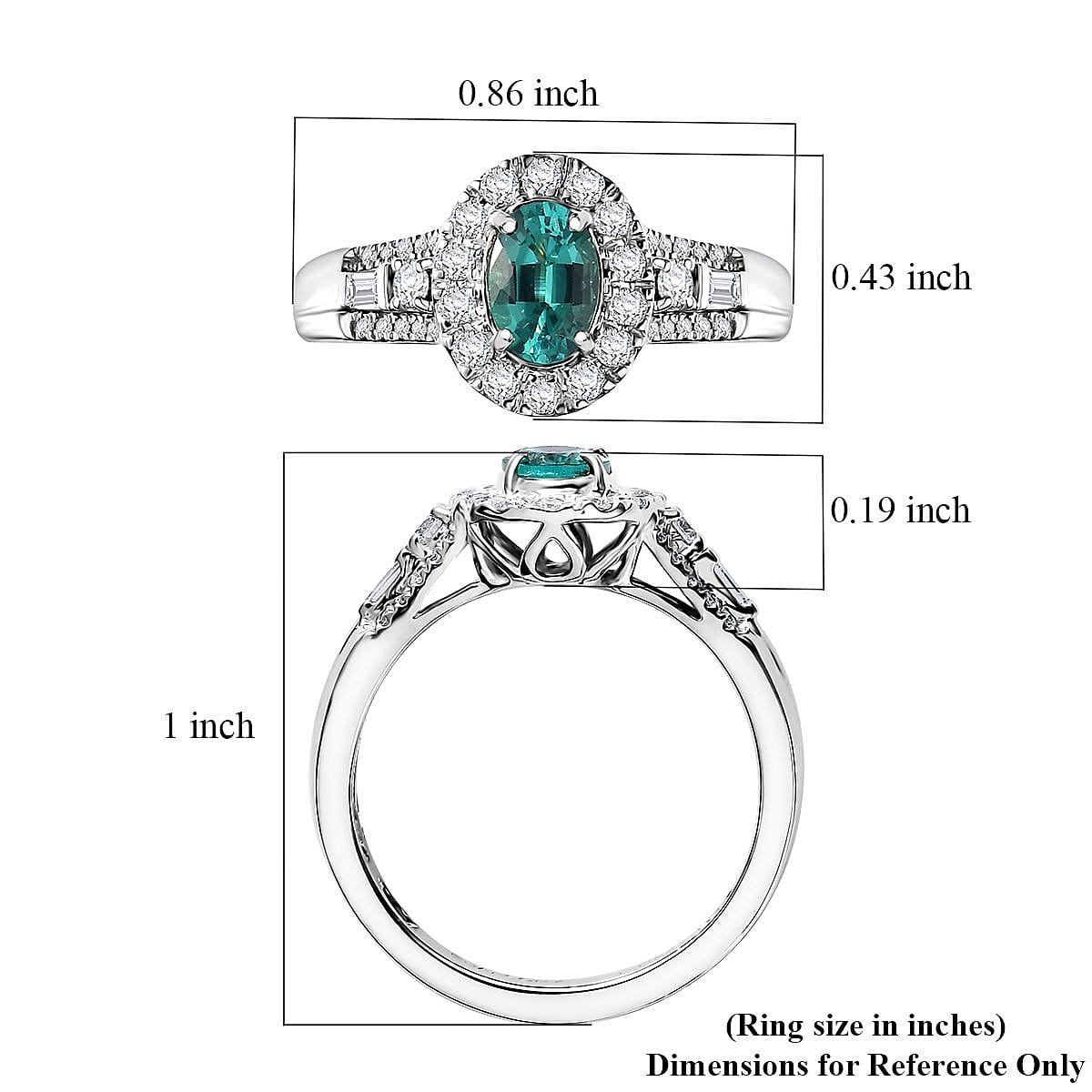 Certified & Appraised Rhapsody AAAA Pirineu Lagoon Tourmaline and E-F VS Diamond 1.15 ctw Ring in 950 Platinum (Size 9.0) 6.05 Grams image number 5