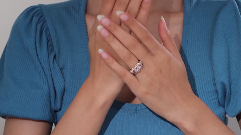 Narsipatnam Pink Spinel, White Zircon Trilogy Bloosom Ring in 18K Vermeil RG Over Sterling Silver (Size 10.0) 2.40 ctw