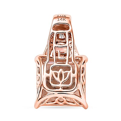 Luxoro AAA Marropino Morganite, Padparadscha Sapphire (Beryllium Treated) and G-H I2 Diamond 8.40 ctw Lotus Pendant without Chain in 14K Rose Gold