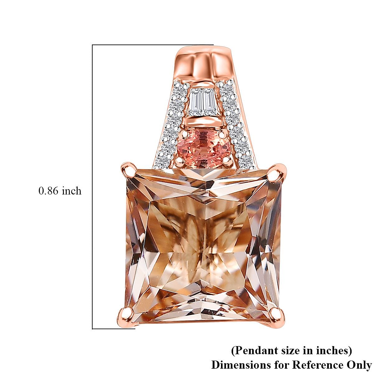 Luxoro AAA Marropino Morganite, Padparadscha Sapphire (Beryllium Treated) and G-H I2 Diamond 8.40 ctw Lotus Pendant without Chain in 14K Rose Gold