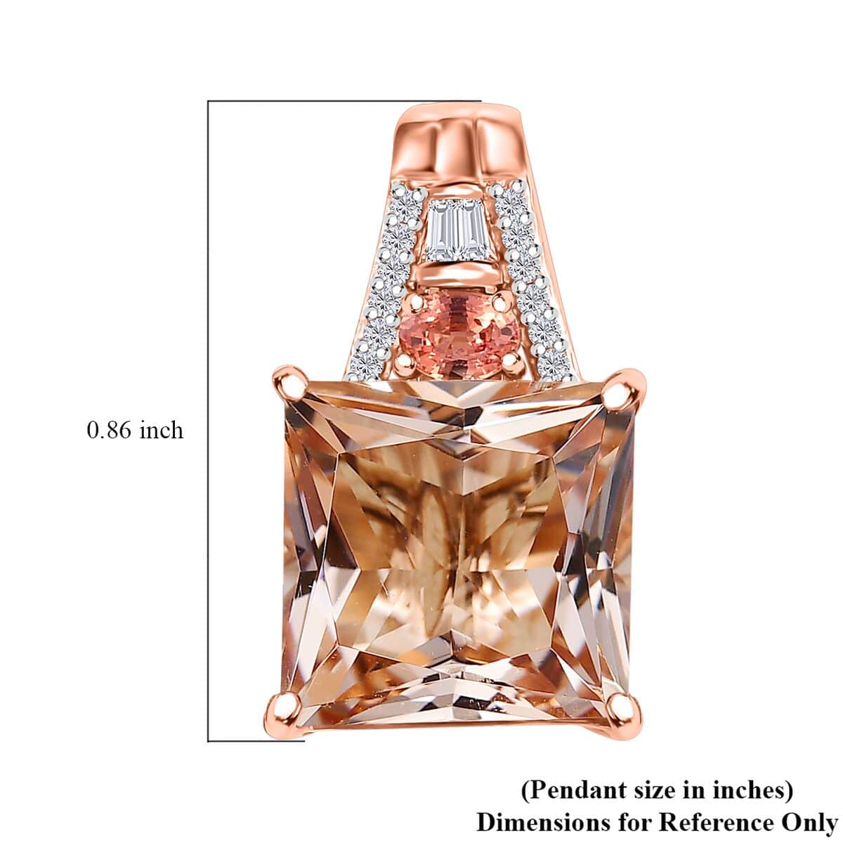 Luxoro AAA Marropino Morganite, Padparadscha Sapphire (Beryllium Treated) and G-H I2 Diamond 8.40 ctw Lotus Pendant in 14K Rose Gold image number 5