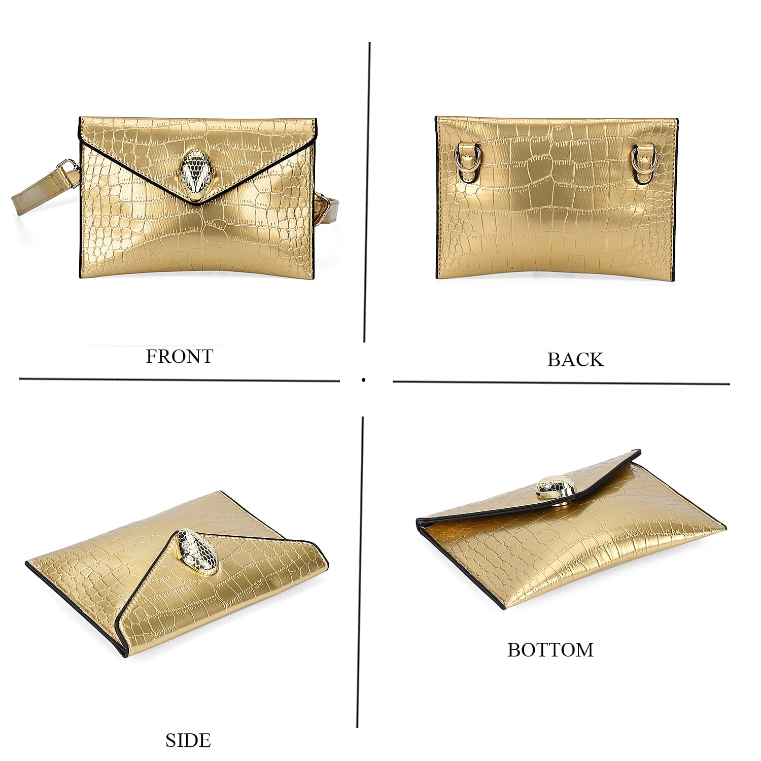 Buy Set of 3 Golden Faux Leather Crocodile Embossed Metallic