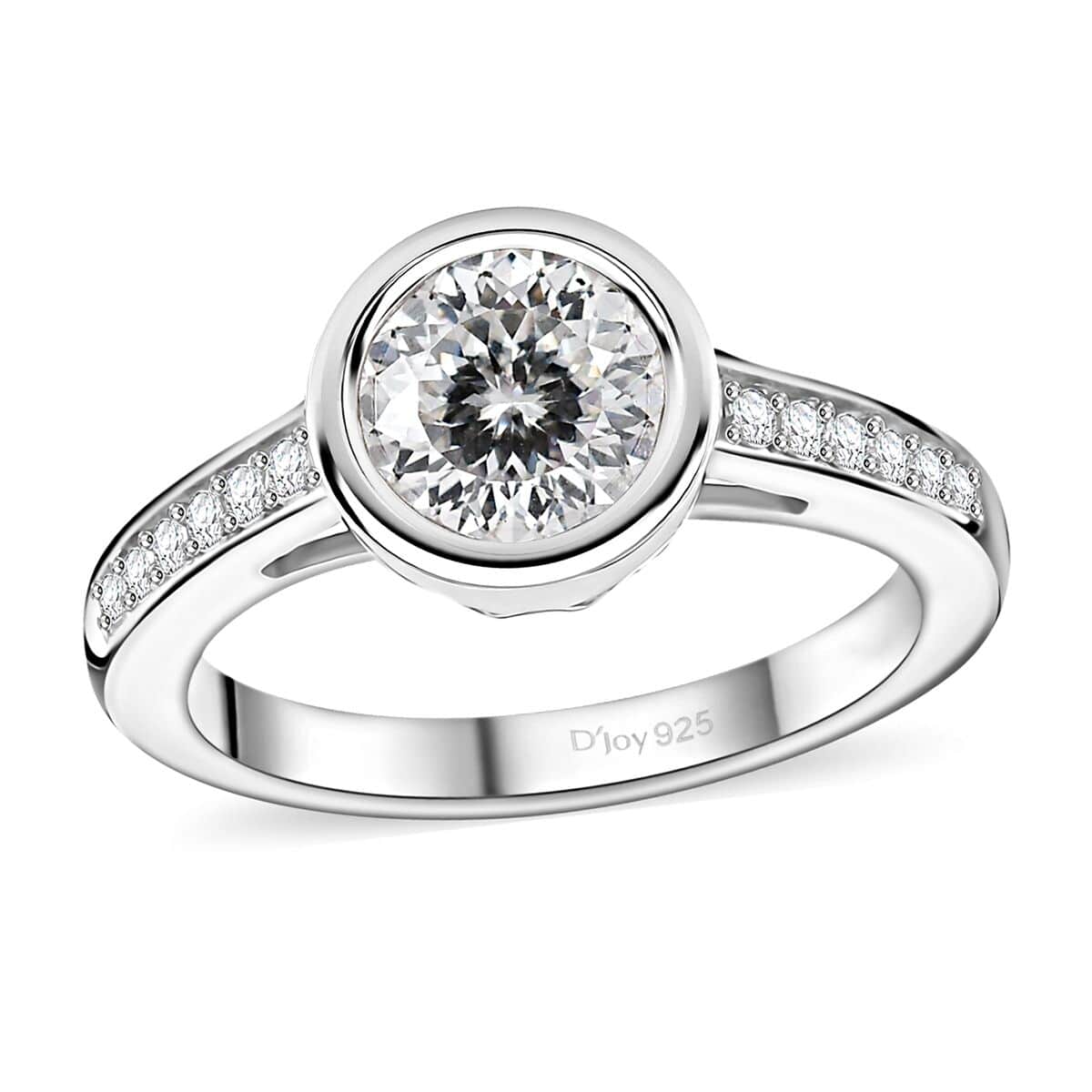 Moissanite (Rnd 7mm) Ring in Rhodium Over Sterling Silver (Size 10.0) 1.30 ctw image number 0