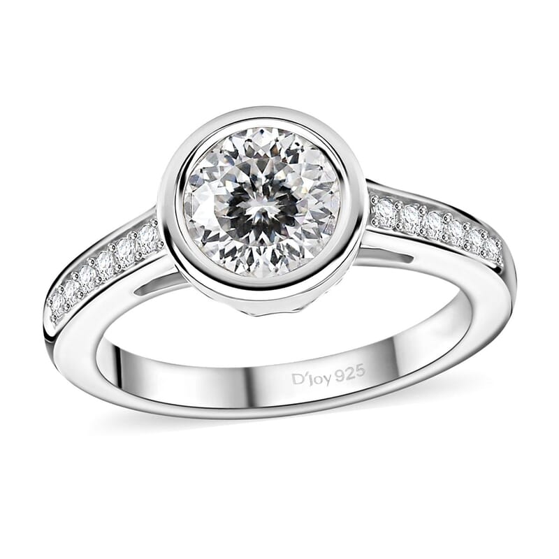 Moissanite 1.30 ctw Ring in Rhodium Over Sterling Silver (Size 10.0)