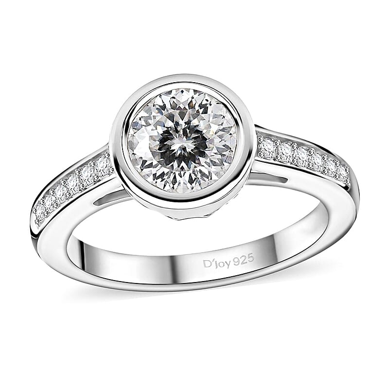 Moissanite 1.30 ctw Ring in Rhodium Over Sterling Silver (Size 10.0)