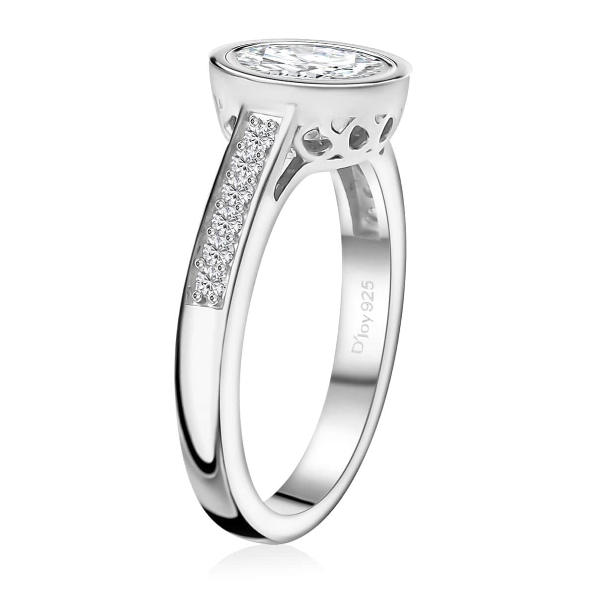 Moissanite (Rnd 7mm) Ring in Rhodium Over Sterling Silver (Size 10.0) 1.30 ctw image number 3