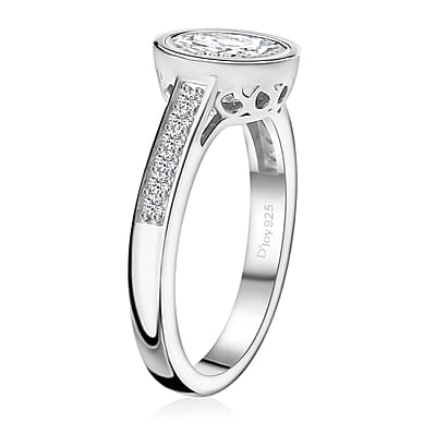 Moissanite 1.30 ctw Ring in Rhodium Over Sterling Silver (Size 10.0)
