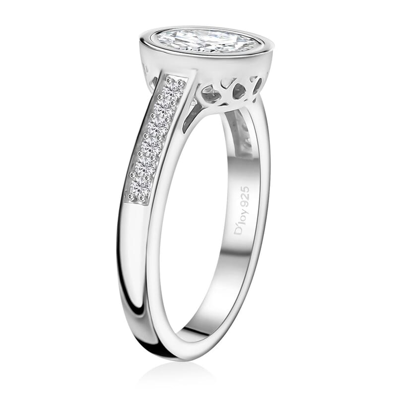 Moissanite 1.30 ctw Ring in Rhodium Over Sterling Silver (Size 10.0)