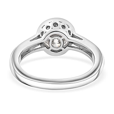 Moissanite 1.30 ctw Ring in Rhodium Over Sterling Silver (Size 10.0)