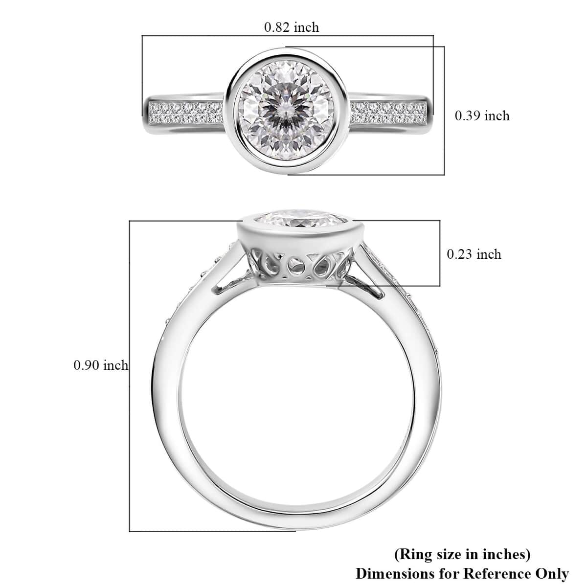 Moissanite (Rnd 7mm) Ring in Rhodium Over Sterling Silver (Size 10.0) 1.30 ctw image number 5