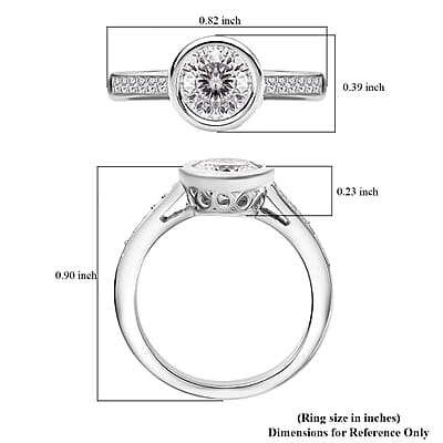 Moissanite 1.30 ctw Ring in Rhodium Over Sterling Silver (Size 10.0)