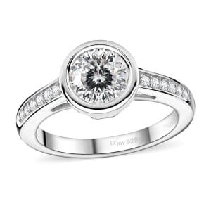 Moissanite 1.30 ctw Ring in Rhodium Over Sterling Silver (Size 5.0)