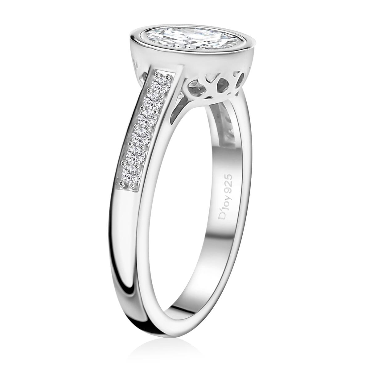 Moissanite 1.30 ctw Ring in Rhodium Over Sterling Silver (Size 5.0) image number 3