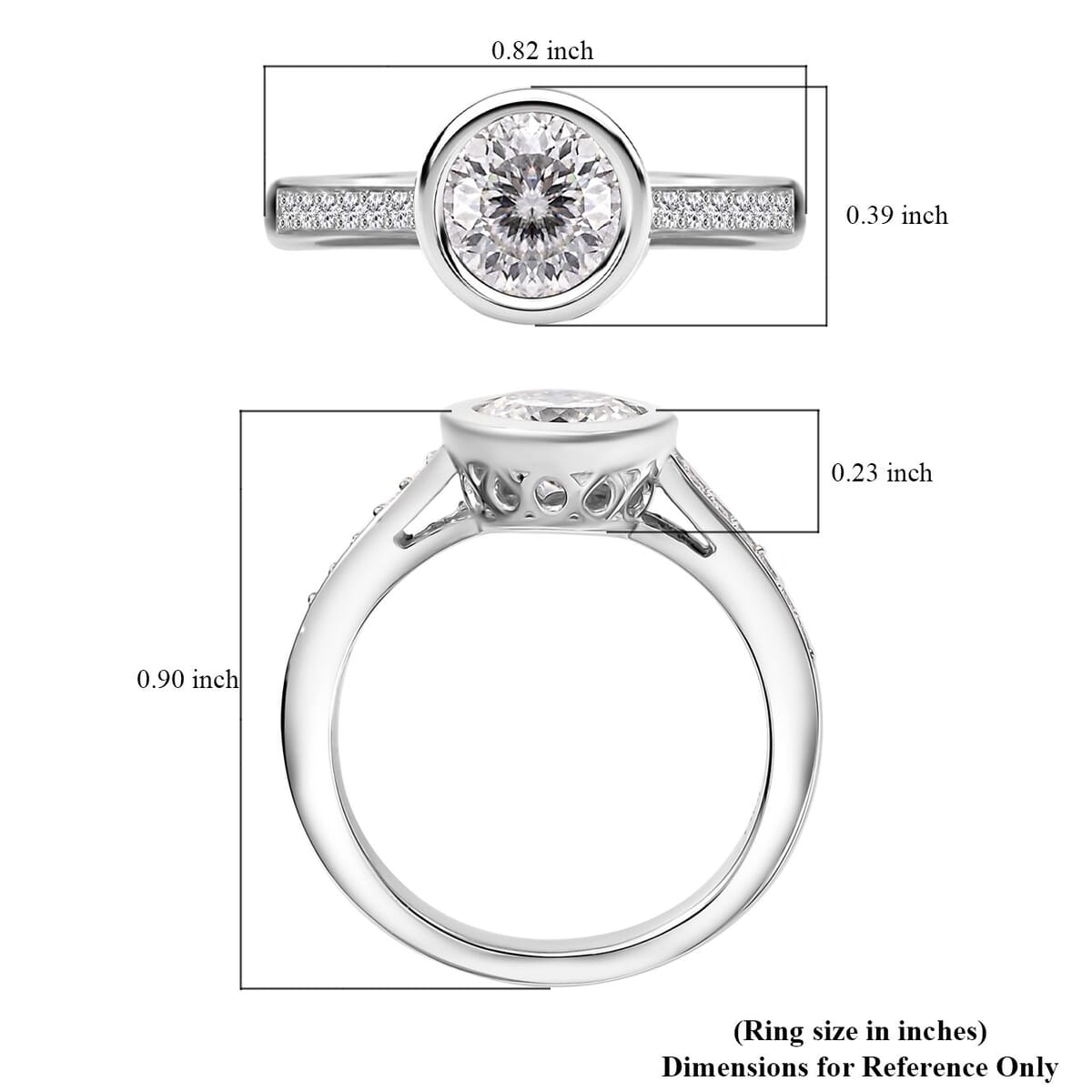 Moissanite 1.30 ctw Ring in Rhodium Over Sterling Silver (Size 5.0) image number 5