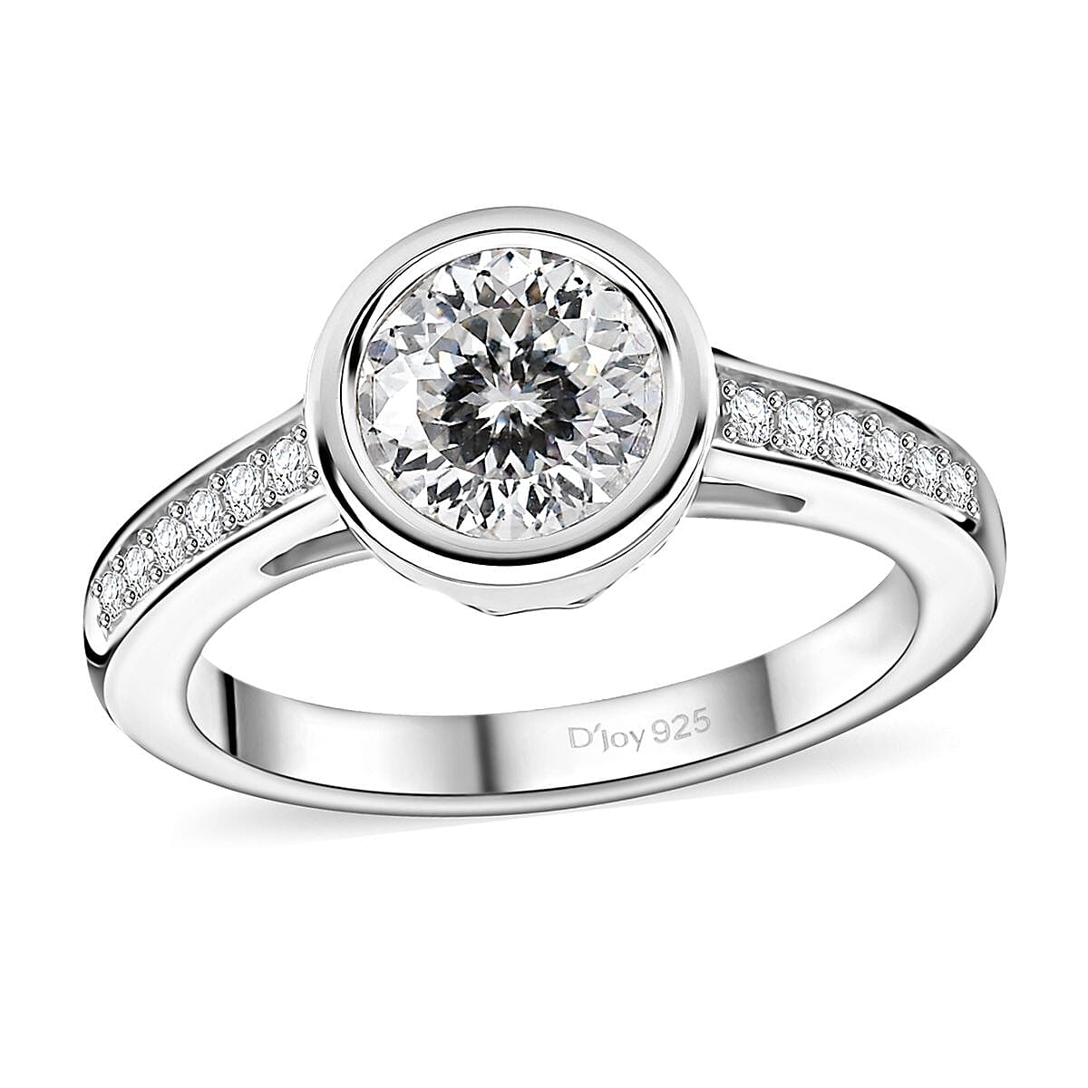 D'Joy Moissanite 1.30 ctw Ring in Rhodium Over Sterling Silver (Size 7.0) image number 0