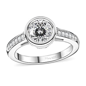 Moissanite 1.30 ctw Ring in Rhodium Over Sterling Silver (Size 9.0)