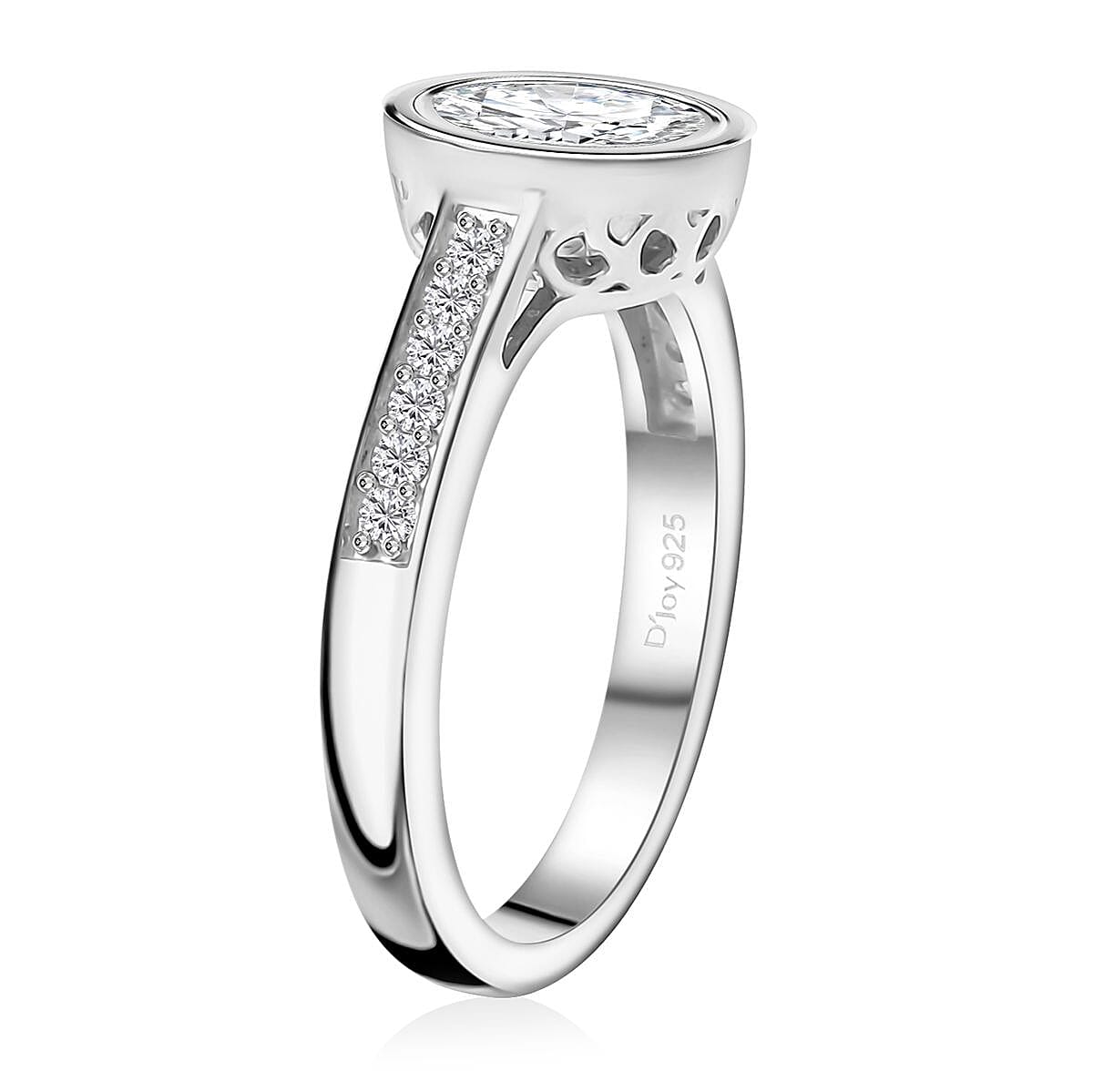 Moissanite 1.30 ctw Ring in Rhodium Over Sterling Silver (Size 9.0) image number 3