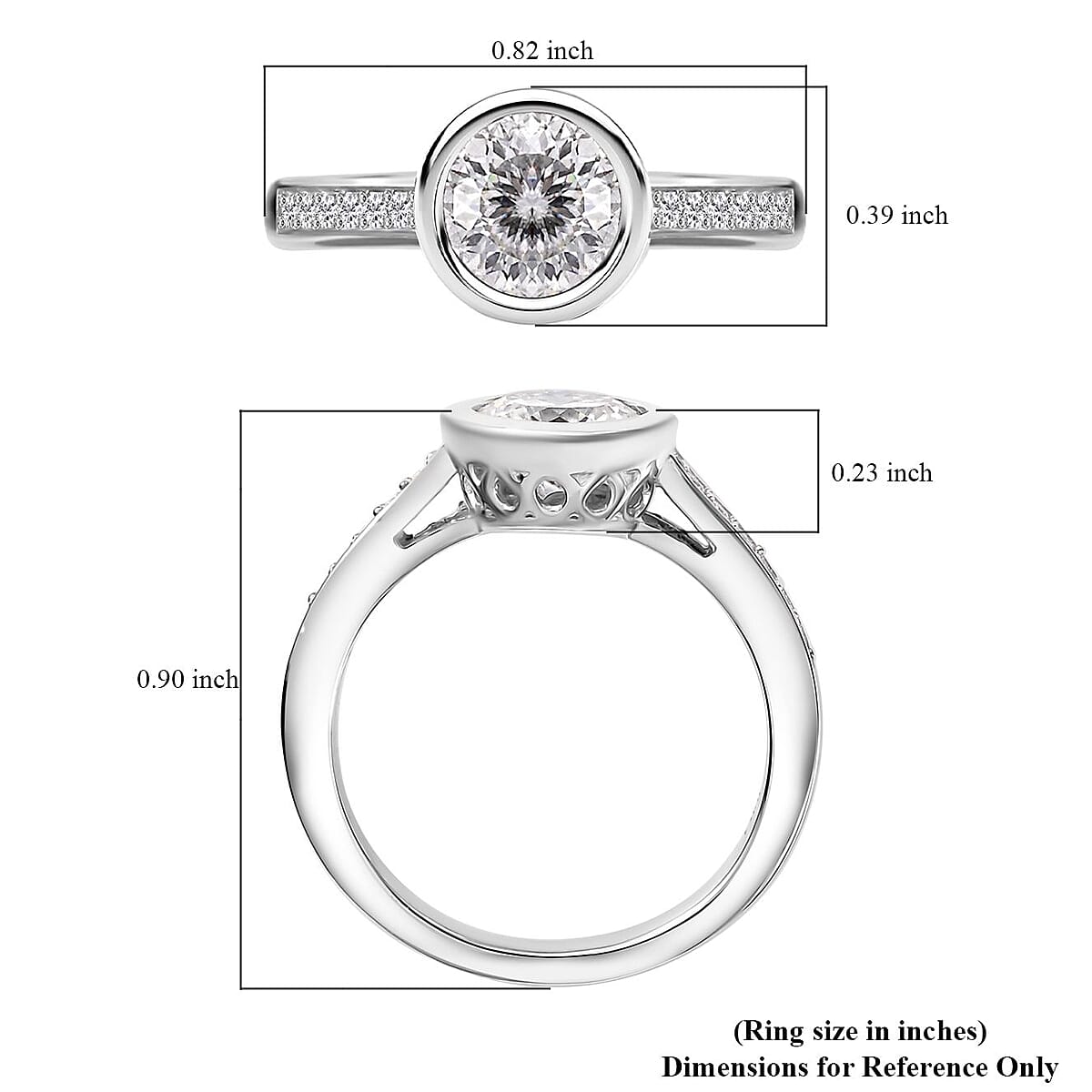Moissanite 1.30 ctw Ring in Rhodium Over Sterling Silver (Size 9.0) image number 5