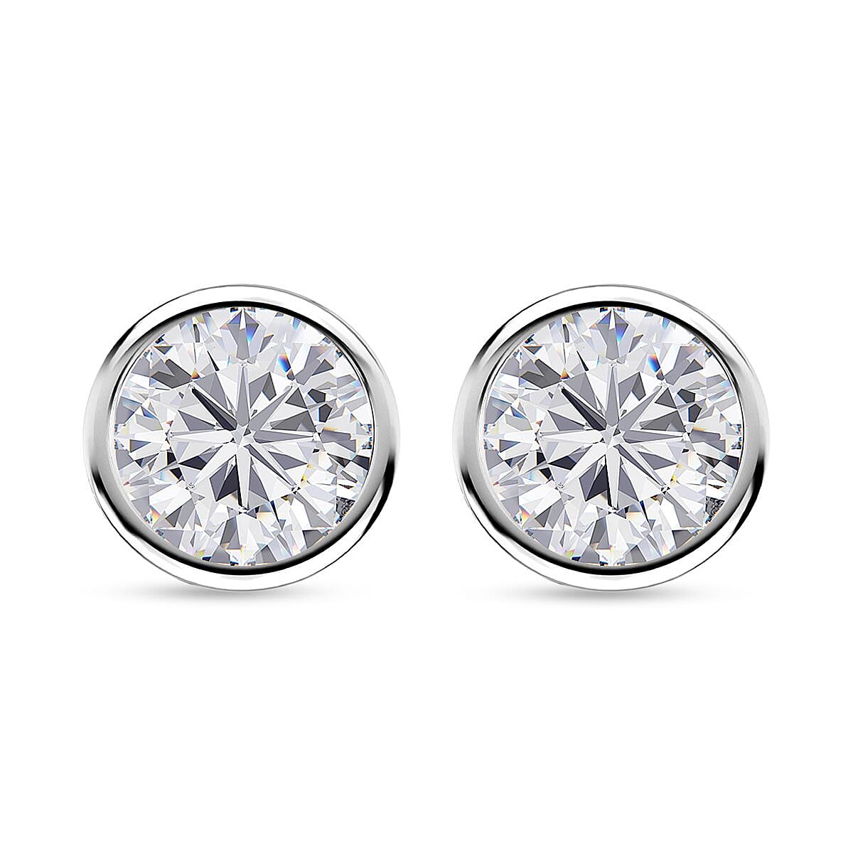 Moissanite 1.50 ctw Solitaire Stud Earrings in Rhodium Over Sterling Silver image number 0