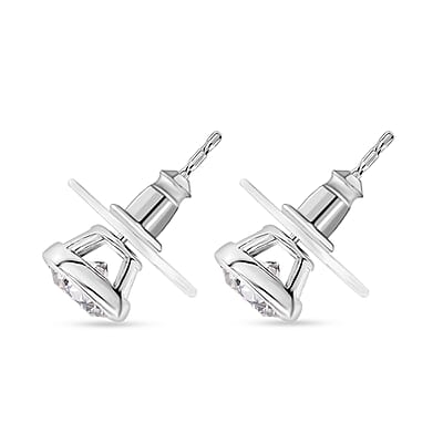 D'Joy Moissanite 1.50 ctw Solitaire Stud Earrings in Rhodium Over Sterling Silver