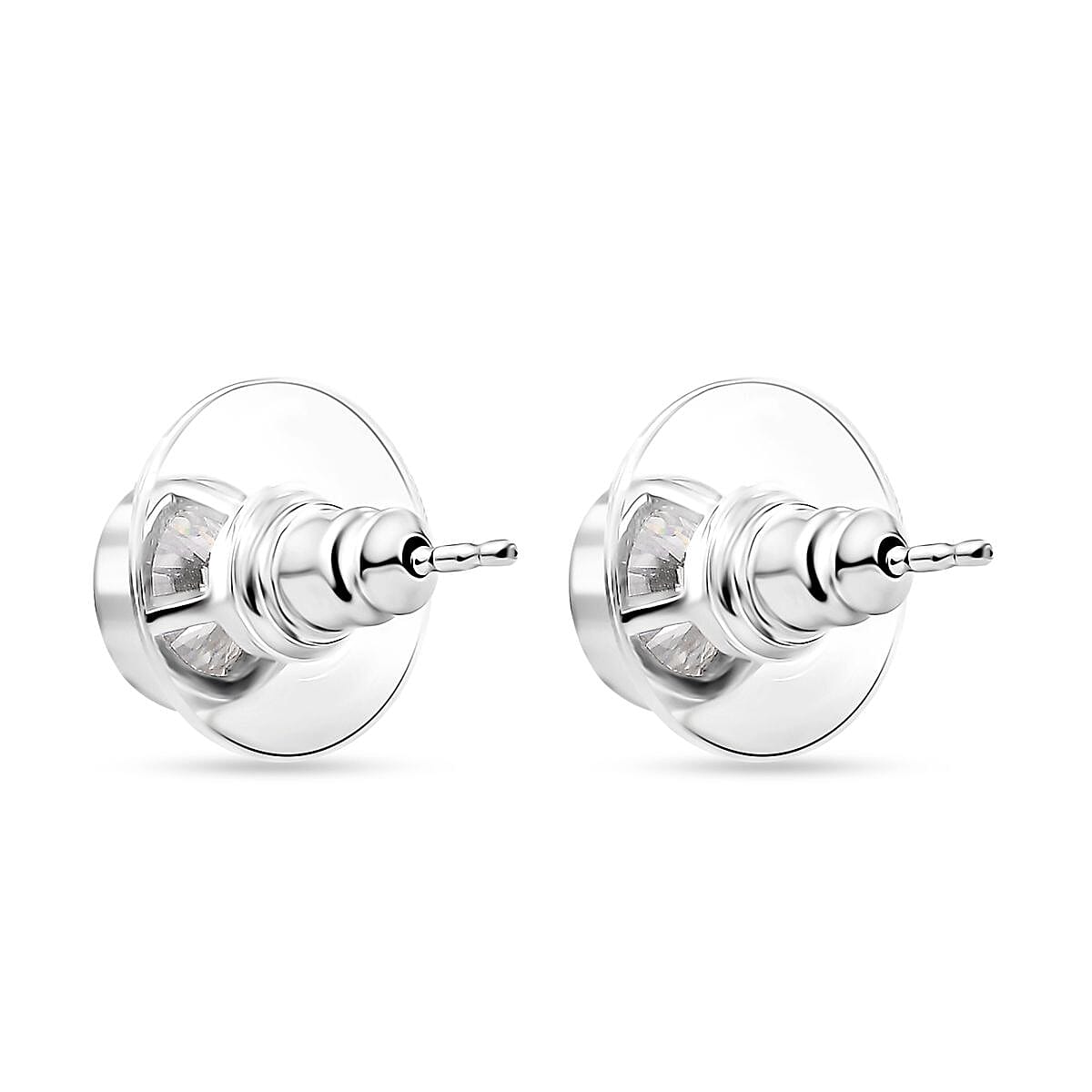 D'Joy Moissanite 1.50 ctw Solitaire Stud Earrings in Rhodium Over Sterling Silver