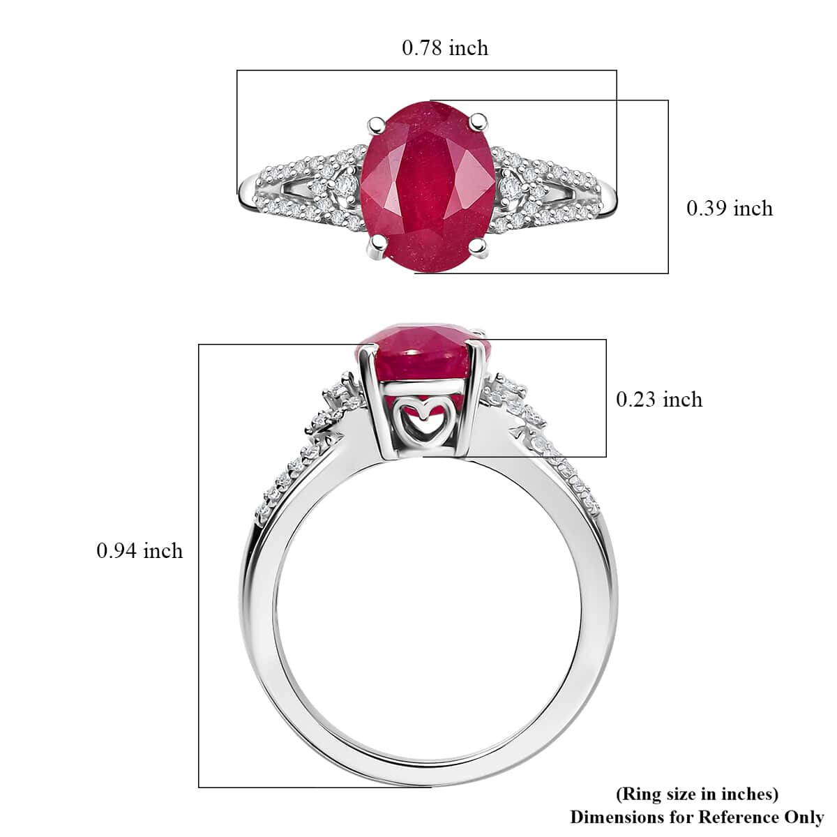 Niassa Ruby (FF) and White Zircon 3.00 ctw Ring in Rhodium Over Sterling Silver (Size 10.0) image number 5