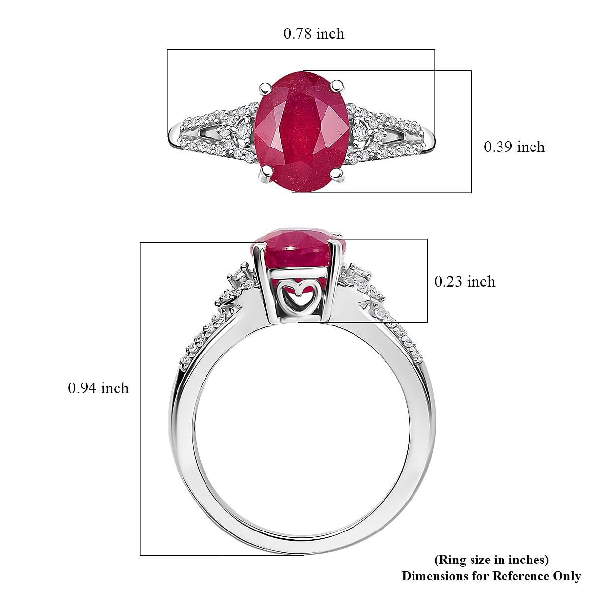 Niassa Ruby (FF) and White Zircon 3.00 ctw Ring in Rhodium Over Sterling Silver (Size 7.0) image number 5
