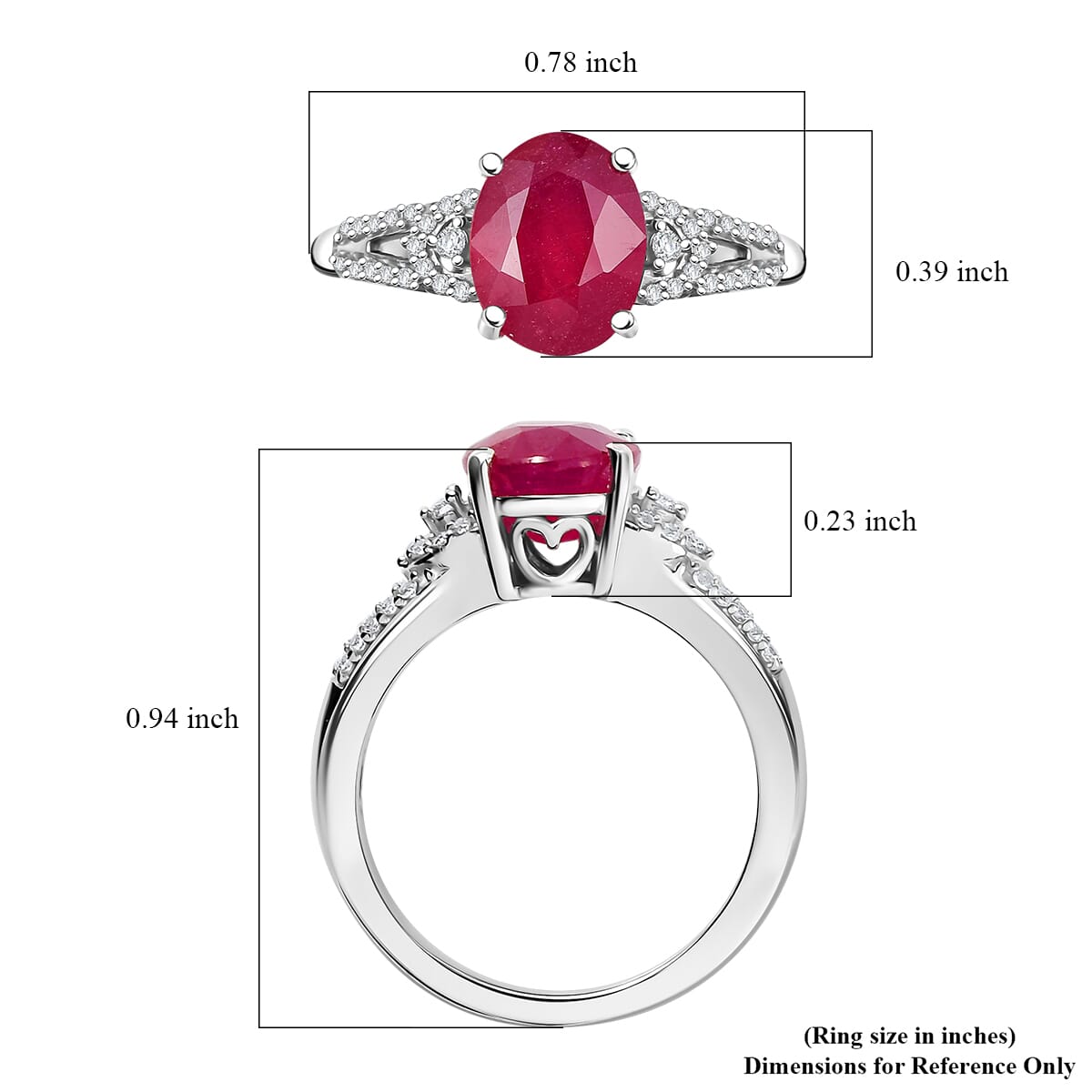 Niassa Ruby (FF) and White Zircon 3.00 ctw Ring in Rhodium Over Sterling Silver (Size 8.0) image number 5