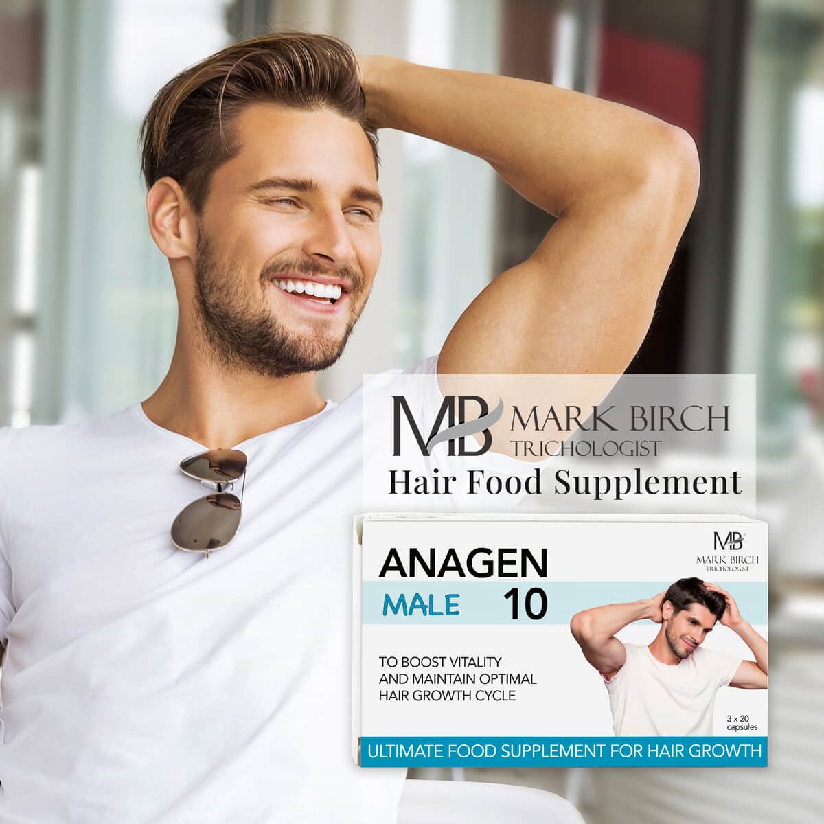 Mark Birch Trichologist Anagen 10 Male Vitality Boost & Hair Growth Cycle Supplement (3x20 Capsules) image number 1