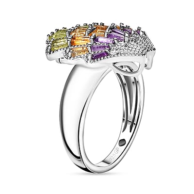 GP Trionfo Collection: Special Sealife Multi Gemstone 1.50 ctw Ring in Rhodium Over Sterling Silver (Size 10.0)