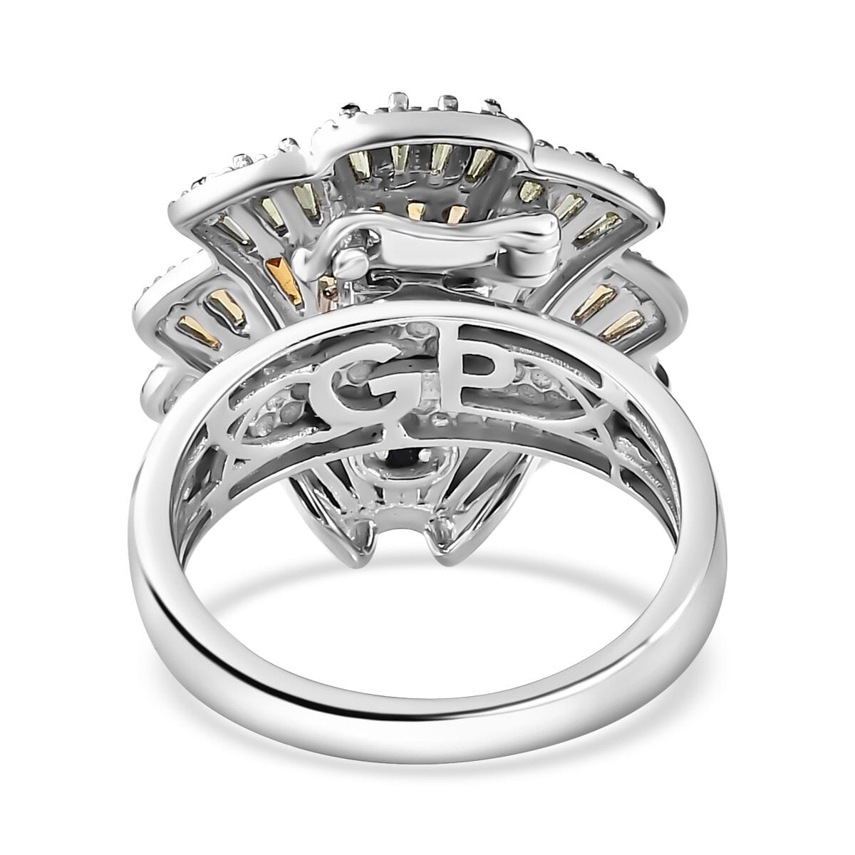 GP Trionfo Collection: Special Sealife Multi Gemstone 1.50 ctw Ring in Rhodium Over Sterling Silver (Size 5.0) image number 5