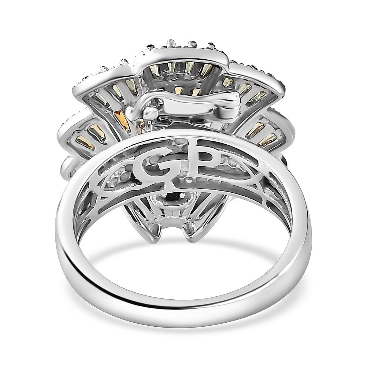 GP Trionfo Collection: Special Sealife Multi Gemstone 1.50 ctw Ring in Rhodium Over Sterling Silver (Size 9.0) image number 5