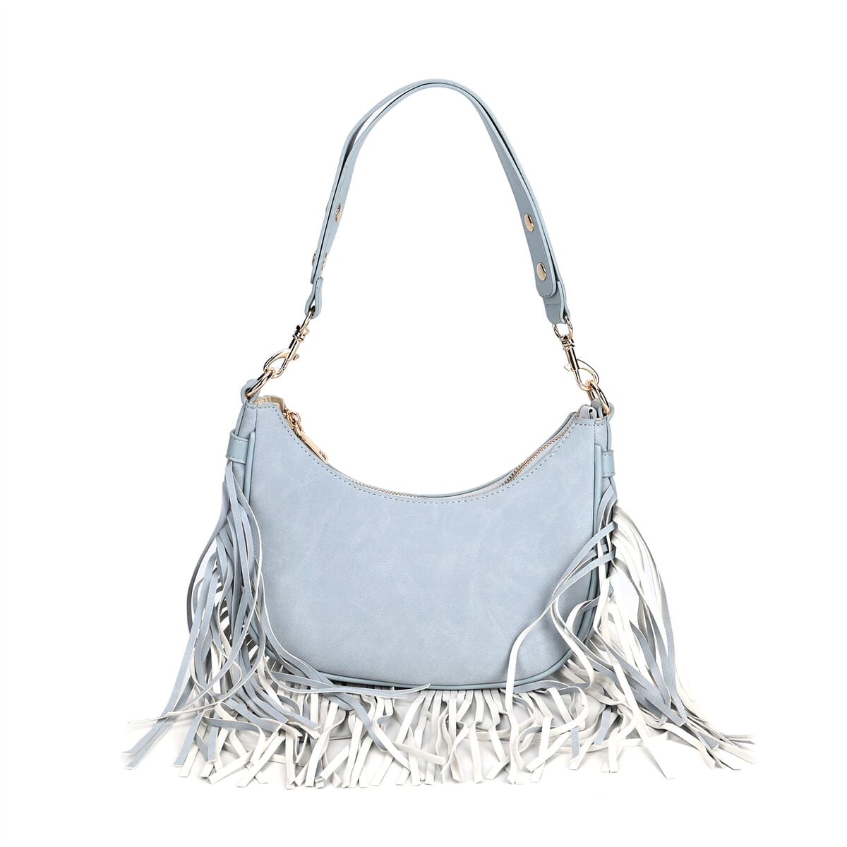 Blue Faux Leather Shoulder Bag with Tassel image number 0