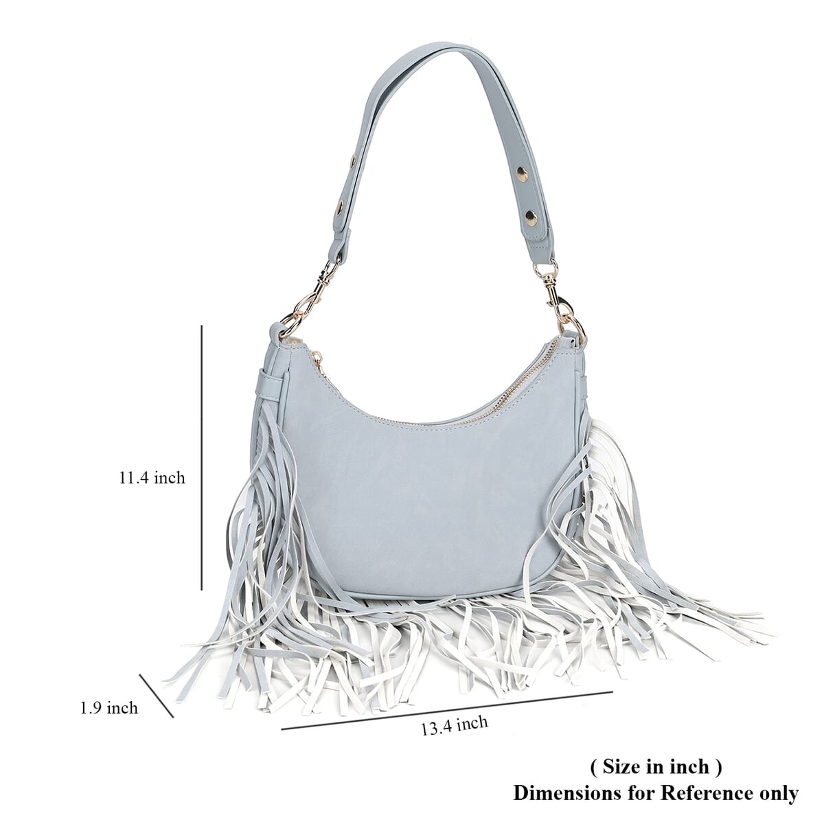 Blue Faux Leather Shoulder Bag with Tassel image number 6
