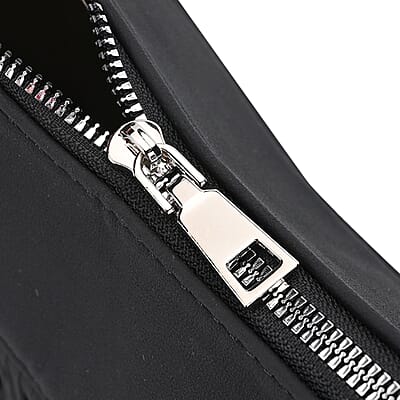 Black Faux Leather Shoulder Bag with Tassel