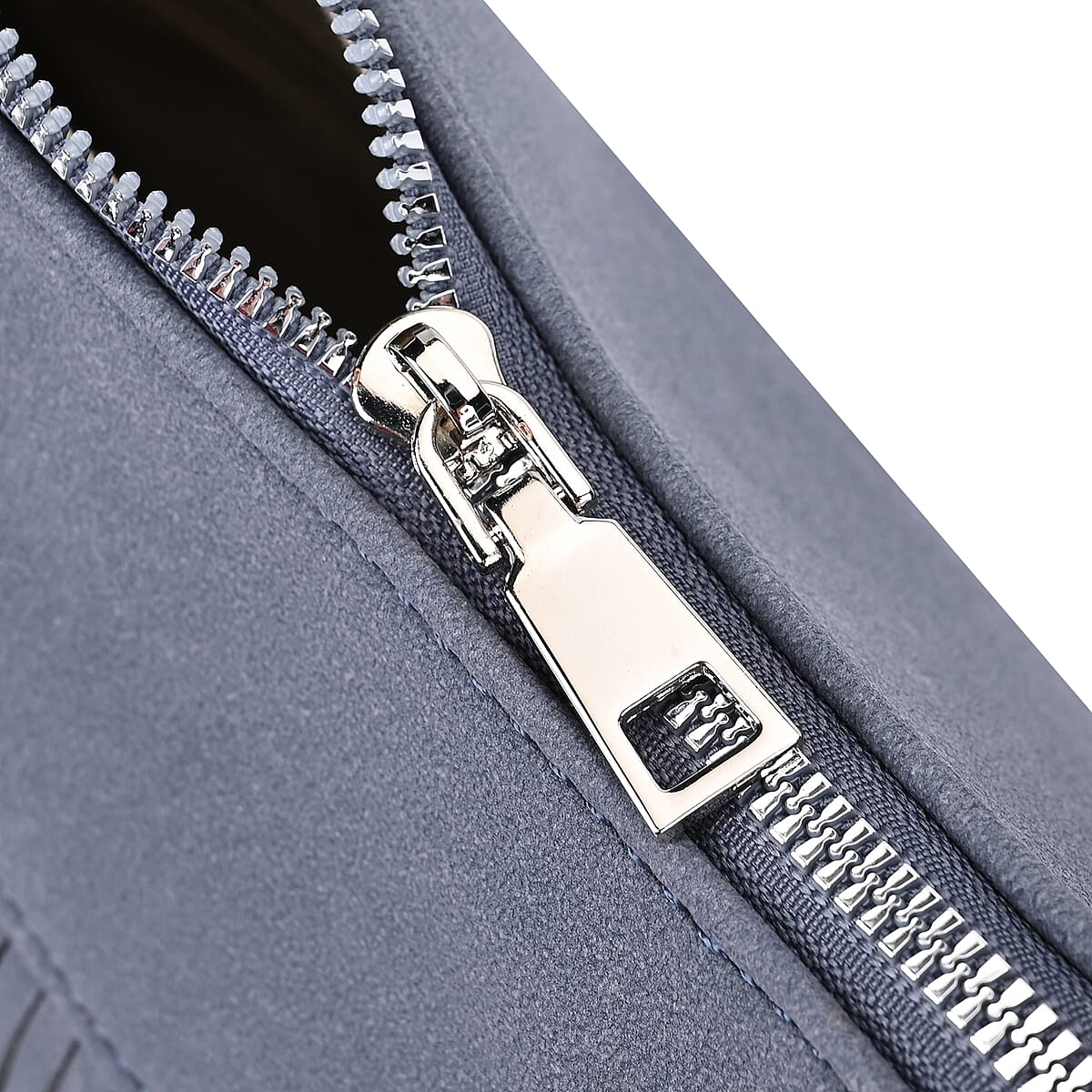 Blue Faux Leather Shoulder Bag with Tassel image number 5