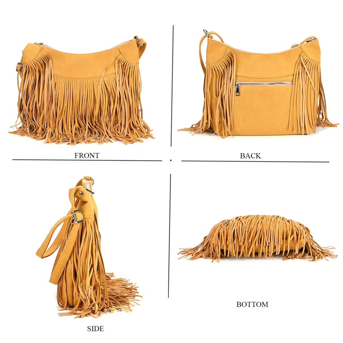 Brown Faux Leather Shoulder Bag with Tassel image number 3