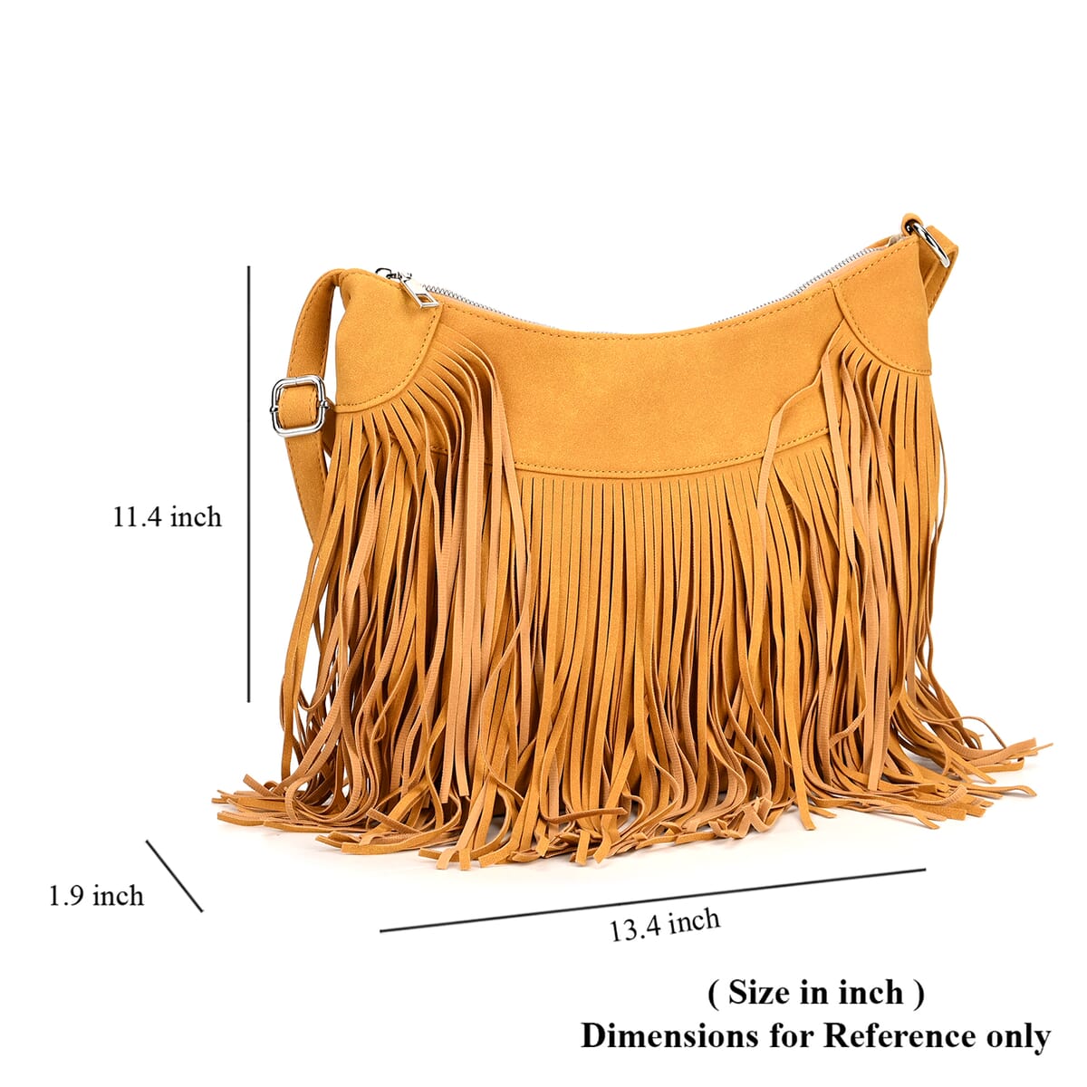 Brown Faux Leather Shoulder Bag with Tassel image number 6
